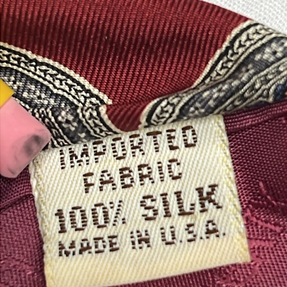 Liberty Of London Silk Tie Dark Red with Paisley Pattern of Multiple Colors - Picture 5 of 9